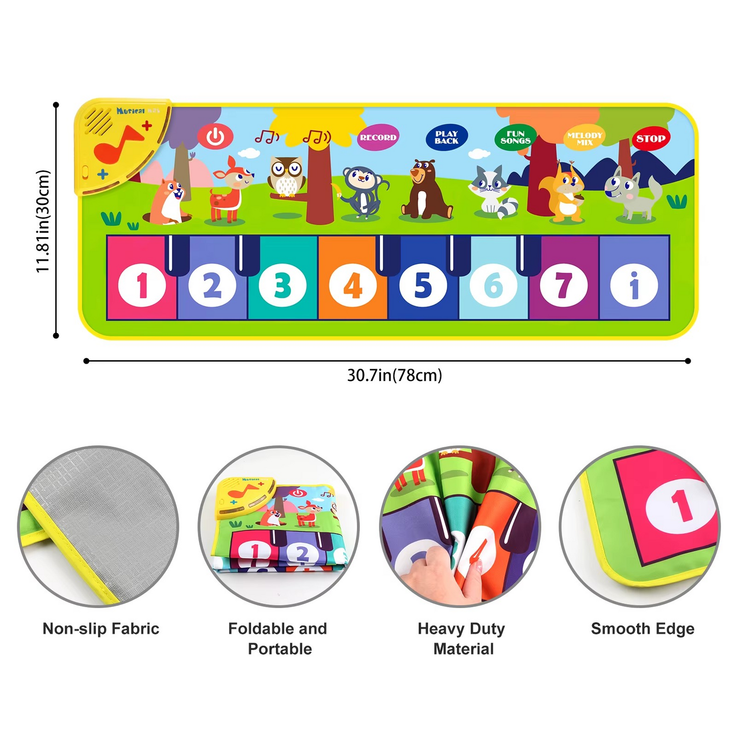 80*30cm Kid Multifunctional Music Piano Mat Toddler Floor Baby keyboard Dance Mat 8 Animal Sounds Educational Toys For Kid Gifts