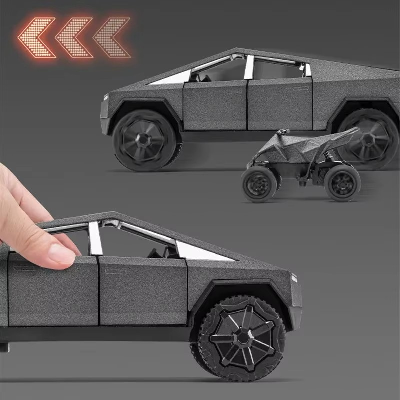 1/32 Tesla's Cybertruck Pickup Alloy Car Model Diecast Metal Off-road Vehicles Truck Car Model Sound and Light Children Toy Gift