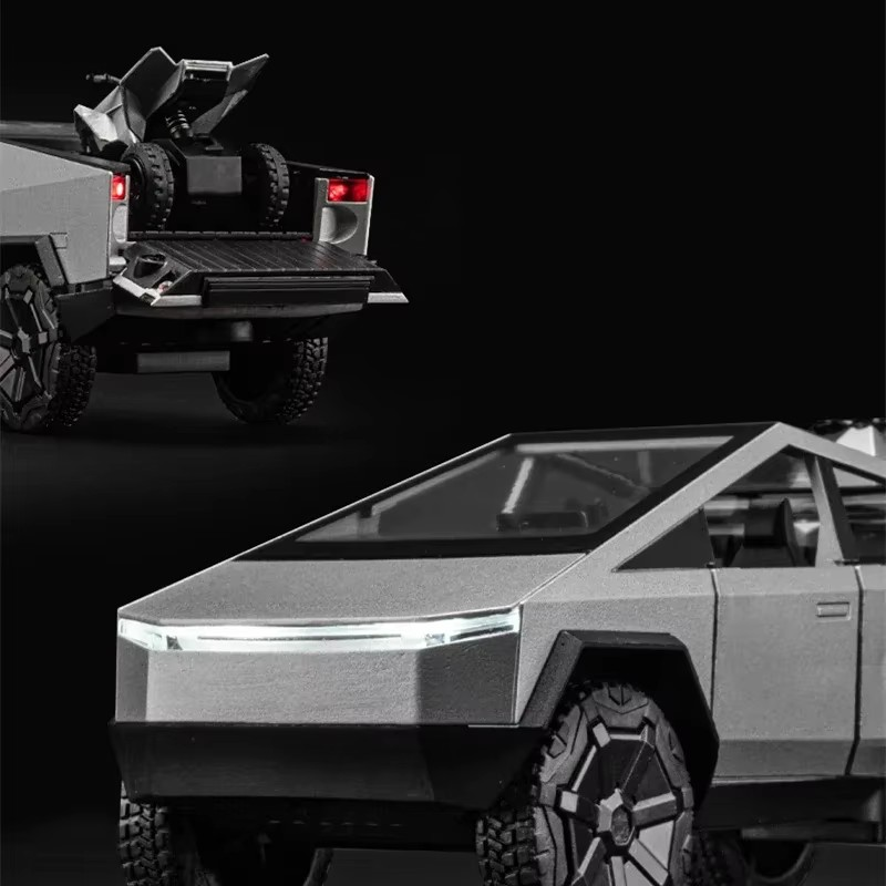 1/32 Tesla's Cybertruck Pickup Alloy Car Model Diecast Metal Off-road Vehicles Truck Car Model Sound and Light Children Toy Gift