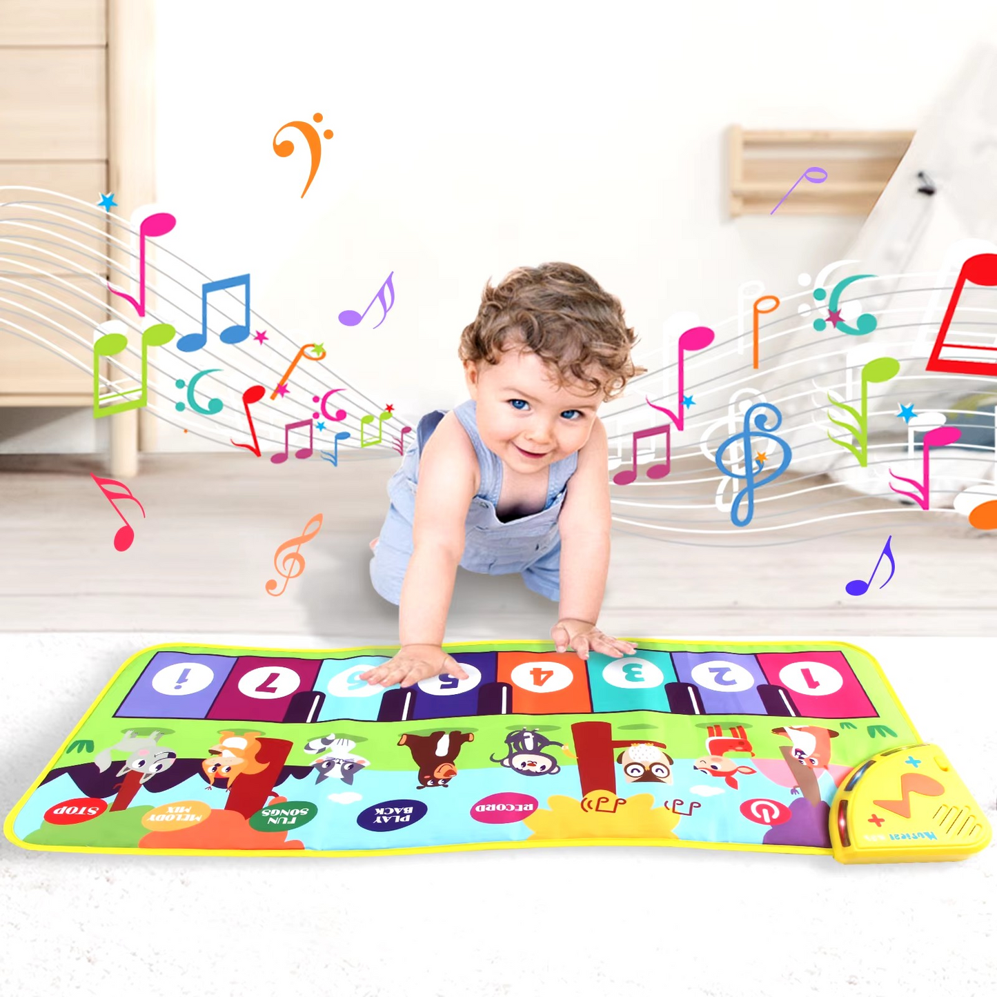 80*30cm Kid Multifunctional Music Piano Mat Toddler Floor Baby keyboard Dance Mat 8 Animal Sounds Educational Toys For Kid Gifts