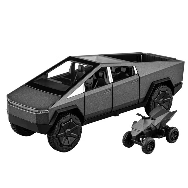 1/32 Tesla's Cybertruck Pickup Alloy Car Model Diecast Metal Off-road Vehicles Truck Car Model Sound and Light Children Toy Gift